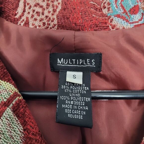 Floral boho tapestry button front hippie retro y2k quirky short trench coat S - Picture 3 of 5